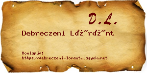 Debreczeni Lóránt névjegykártya